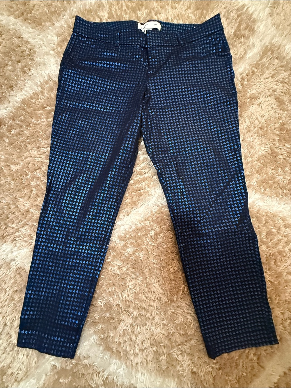 Old Navy Navy Pixie Blue Patterned Skinny Ankle Pants